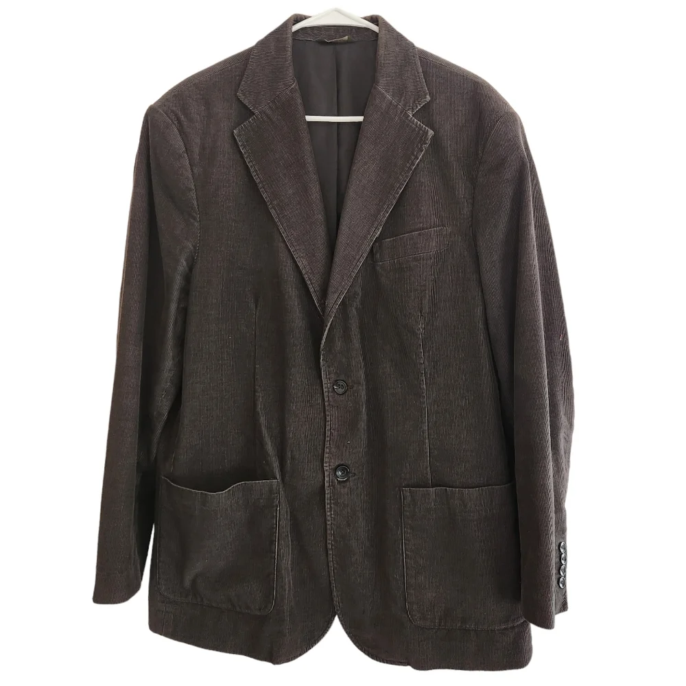 Eddie Bauer Men Corduroy Gray 3 Button Single Vent Fully Lined Sport Coat Size L - Picture 1 of 10